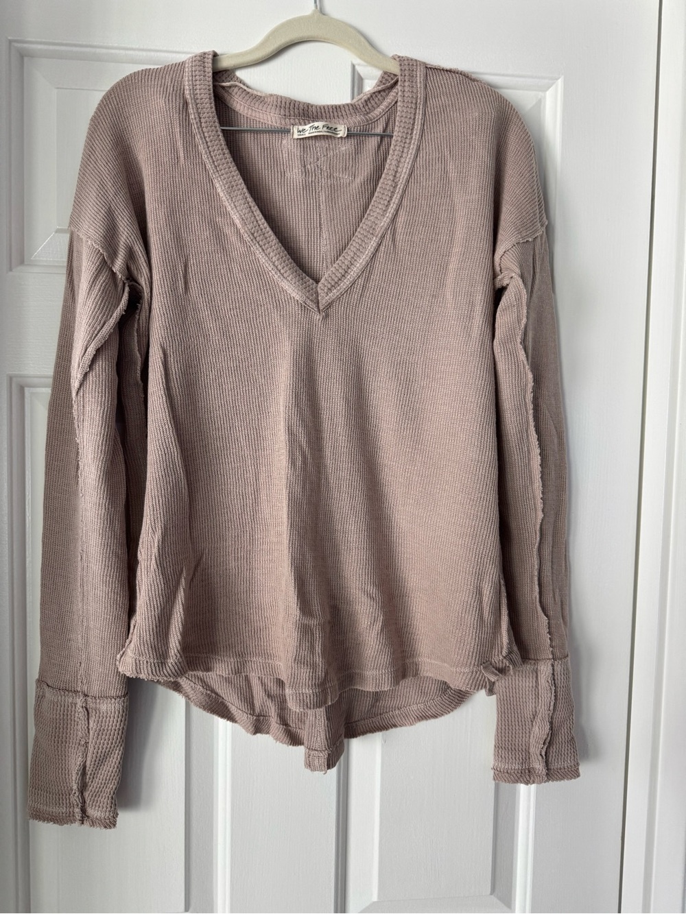 We The Free Mauve V-Neck Thermal Pullover